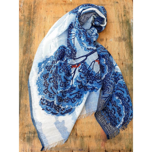 Inoui Editions lino ir medvilnės skara AMBROISE DUCK BLUE